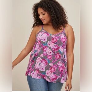 Torrid Sophie Pink and Gray Floral Camisola spaguetti strsp